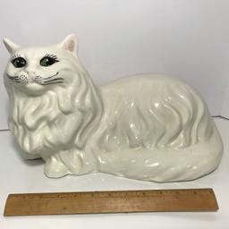 Large Ceramic Hand Painted Cat Statue