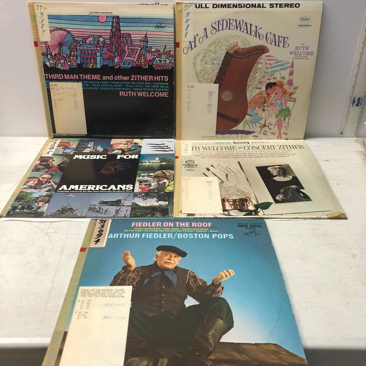 Fiedler on the Roof by Arthur Fiedler and Boston Pops and More Record Albums Lot of 5