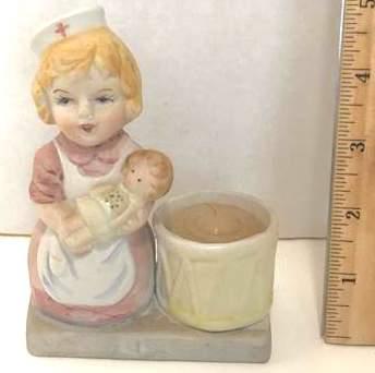 Vintage Porcelain Nurse Candle Holder