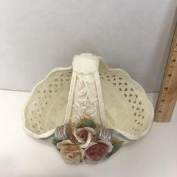 Victorian Collection Porcelain Floral Trinket Basket