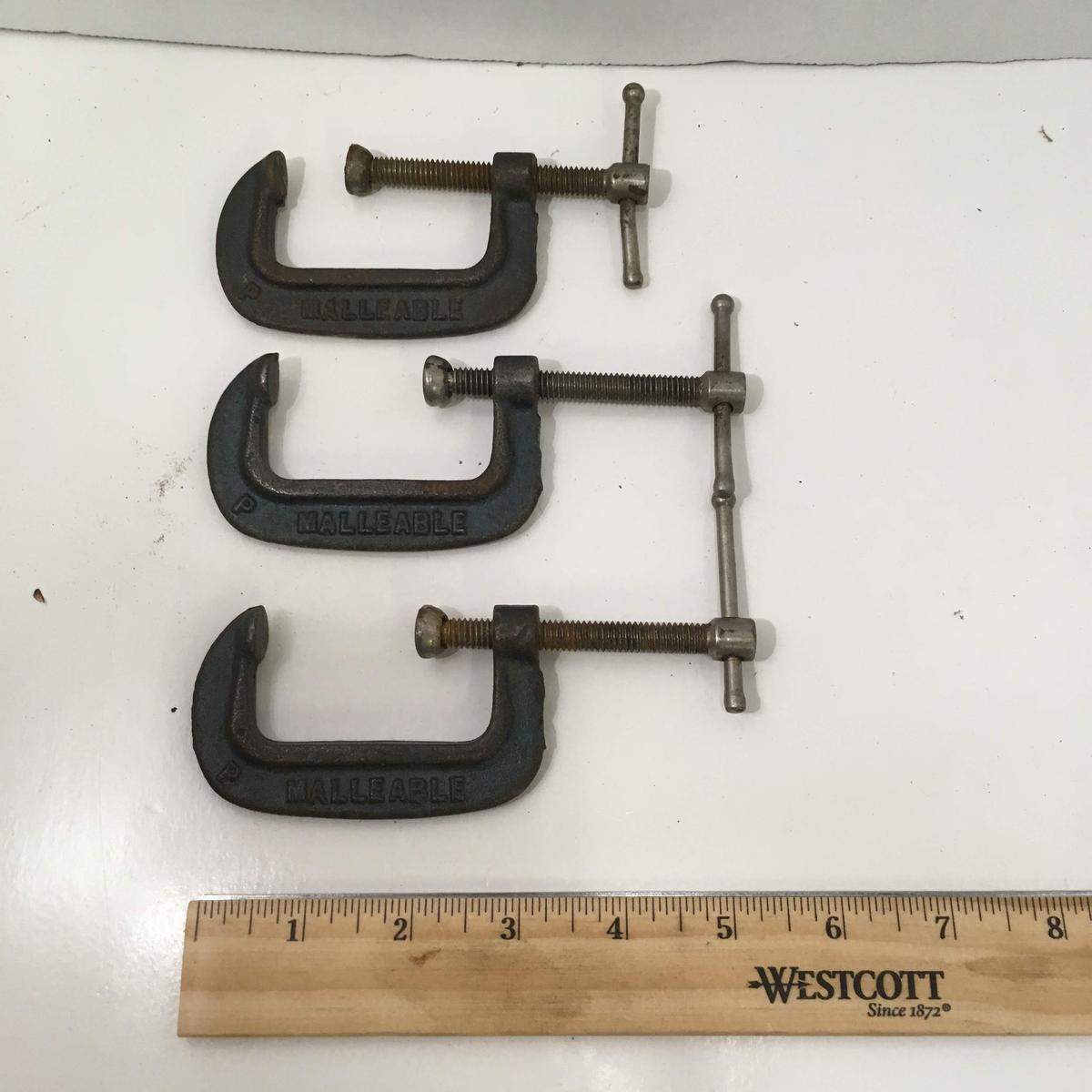 Lot of 3 Small C Clamps