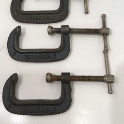 Lot of 3 Small C Clamps