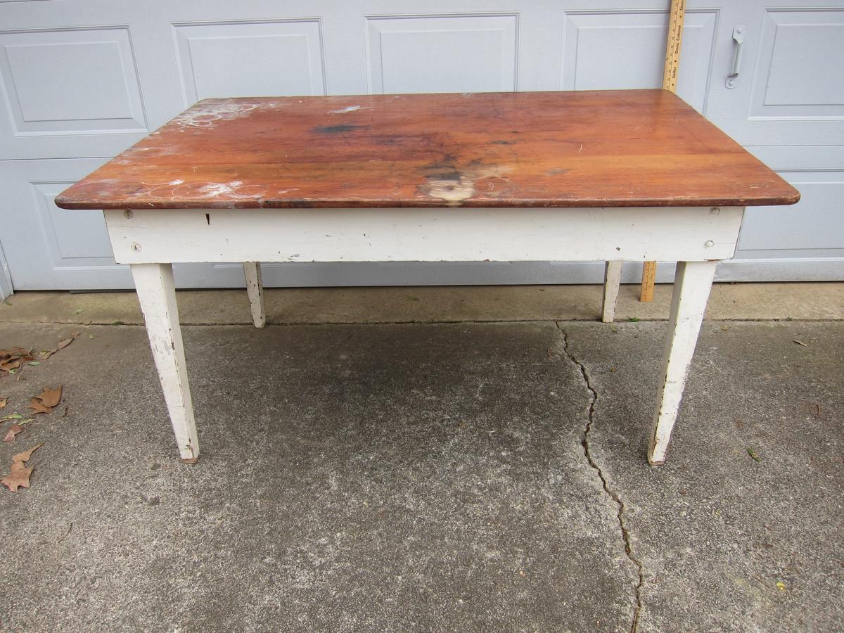 Vintage Farm Style Kitchen Table with Plywood Top