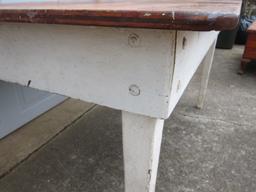 Vintage Farm Style Kitchen Table with Plywood Top