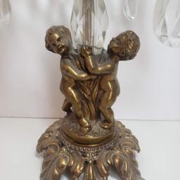 Vintage Italian Cherub Compote with Glass Prisms