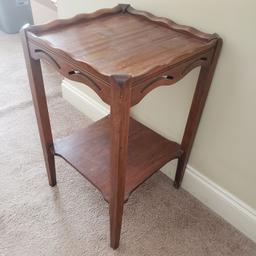 Vintage Wood Lamp Table with Shelf