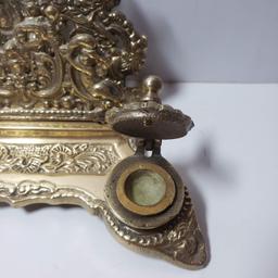 Vintage Ornate Brass Inkwell