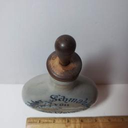 Antique German Stoneware Snuff Bottle with Stopper