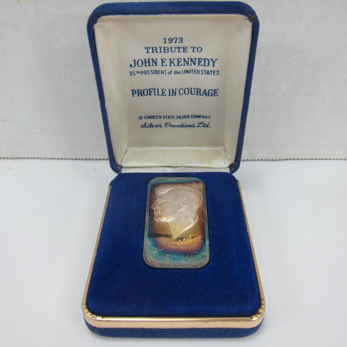 .999 Silver Bar Ingot One Troy Ounce - John F. Kennedy JFK