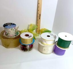 8 Rolls of Ribbon in Various Colors
