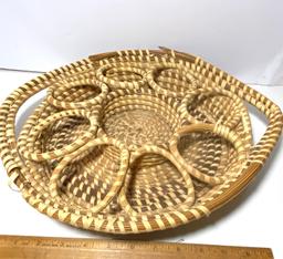 Sweet Grass Gullah 8 Hole Drink Serving Basket with Double Handles