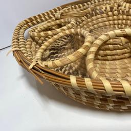 Sweet Grass Gullah 8 Hole Drink Serving Basket with Double Handles