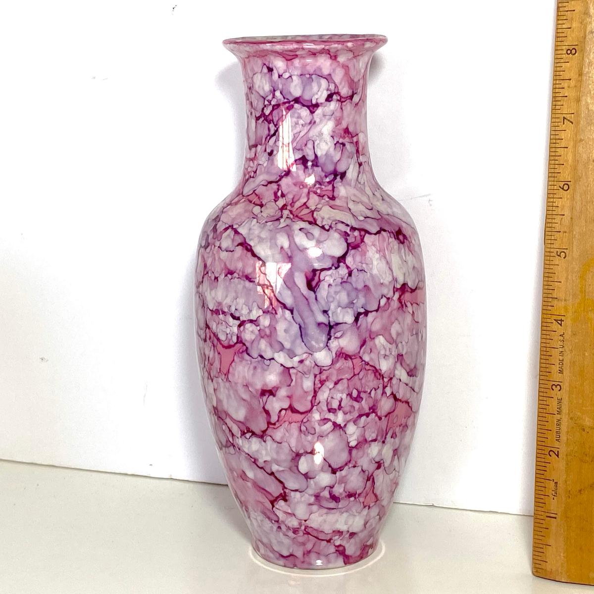 Pink Porcelain Vase with Unique Design Made in Japan