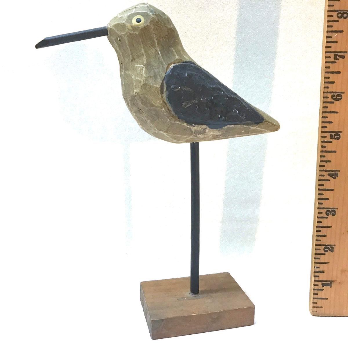 Vintage Hand-carved Wooden Shorebird Figurine