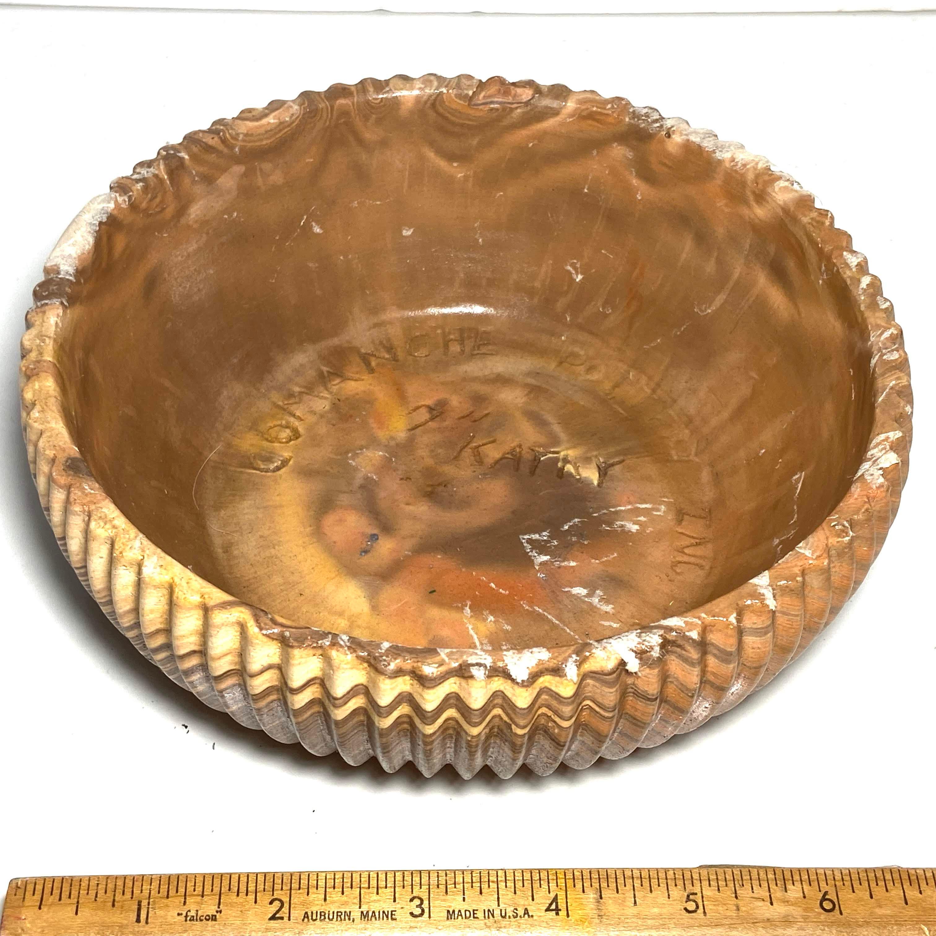 Cool Signed Native American “Comanche Pottery Inc.” 7” Bowl by Kathy