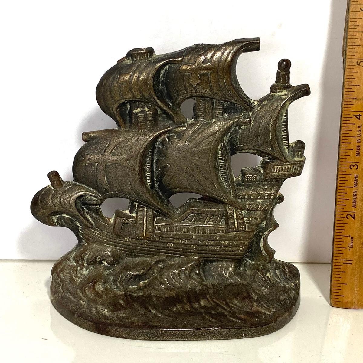Solid Brass “Spanish Galleon” Ship Bookend Copyright 1928