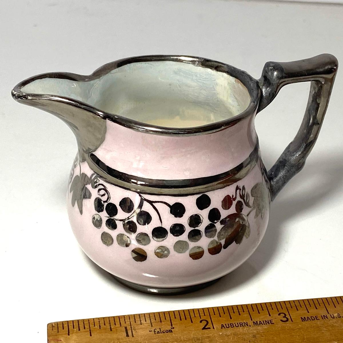 Vintage ADORA Pink with Silver Accent Lusterware Creamer