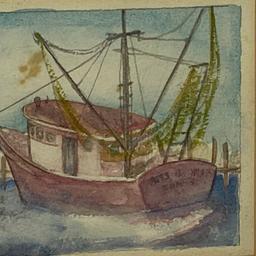 Original Vintage Nautical Watercolor Signed Jo Ann Taylor in Frame