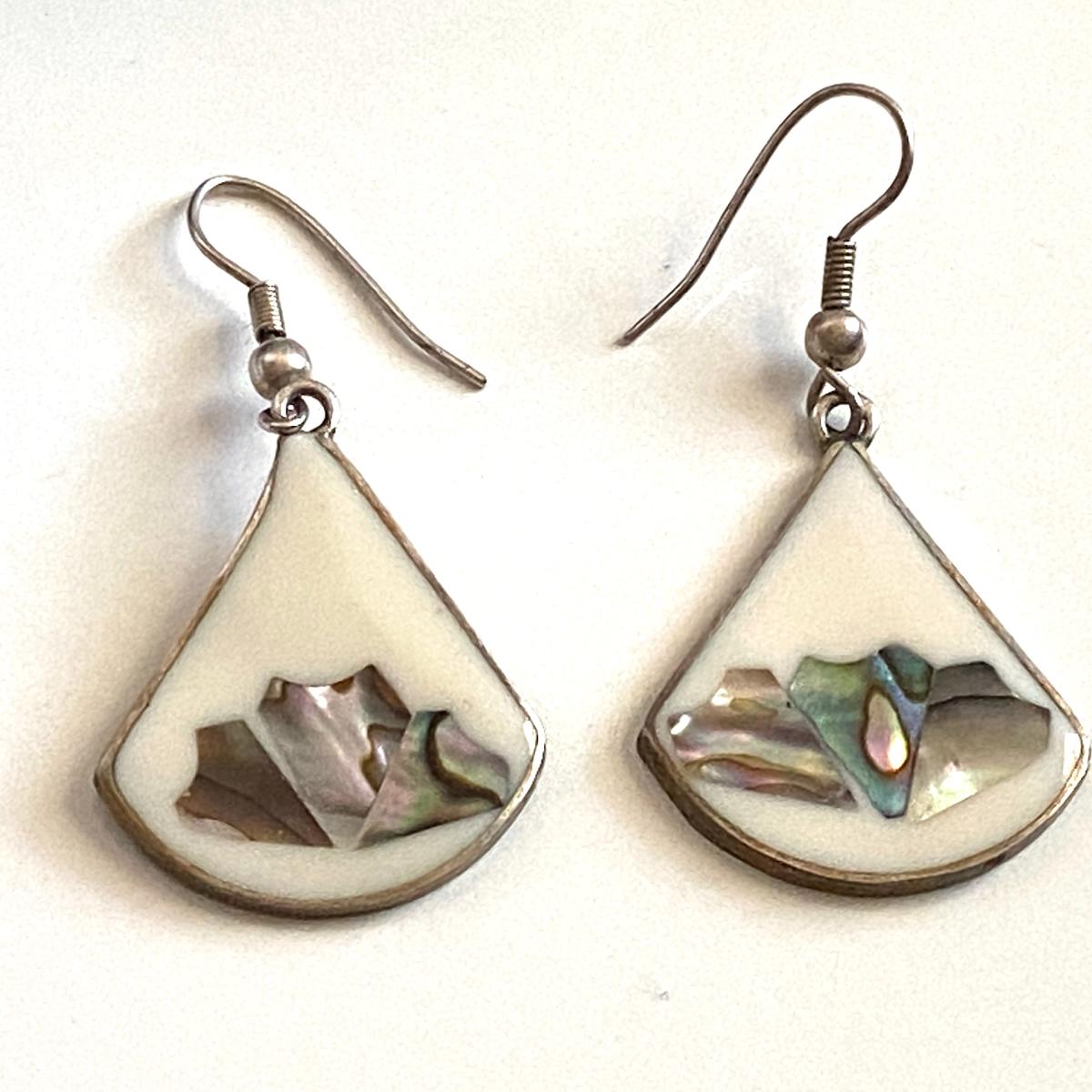 Silver Plated Abalone Pierced Earrings Made in Mexico