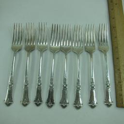 38 pc Sterling Silver Flatware Stately Pattern 8 Place Setting in Wood State House Storage Chest
