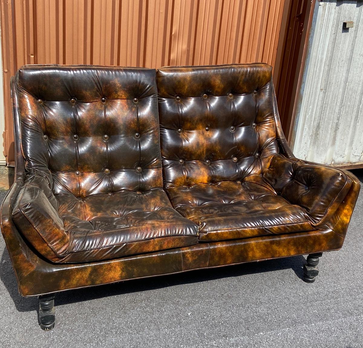 Mid-Century Modern Vinyl Love Seat