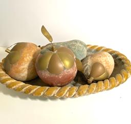 Large Pottery Bowl with Various Pottery Fruit