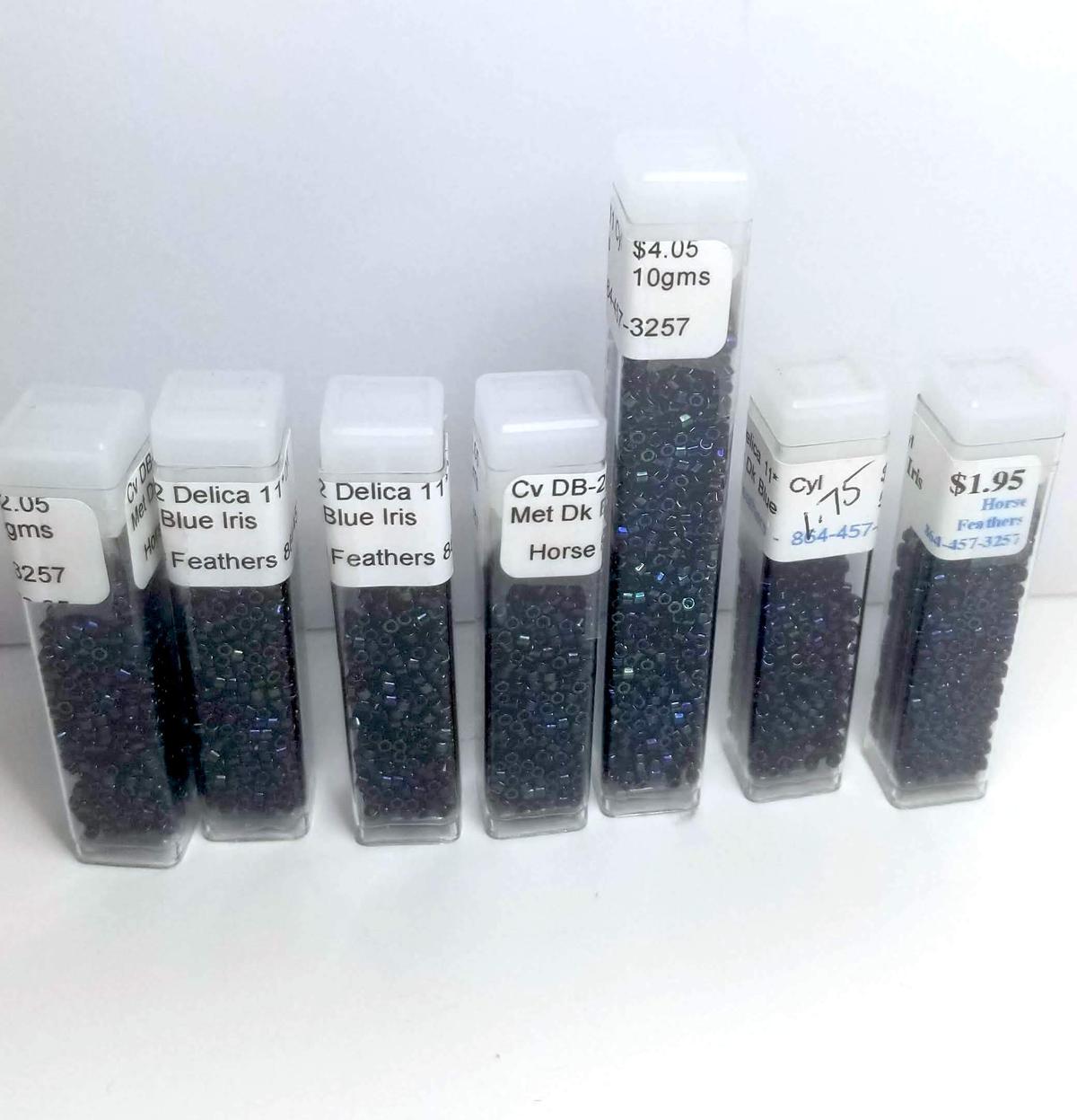 DB-2 Delica 11 Cyl - 7 Vials of Metallic Dark Blue Iris Beads