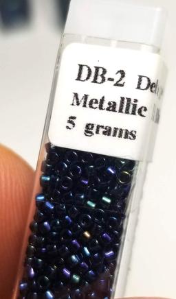 Cv DB-2 Delica 11 Cyl CUT - 6 Vials of Metallic Dark Blue Iris Beads