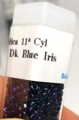 Cv DB-2 Delica 11 Cyl CUT - 6 Vials of Metallic Dark Blue Iris Beads