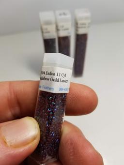 DB-104 Delica 11 Cyl - 4 Vials of Claret Rainbow Gold Luster