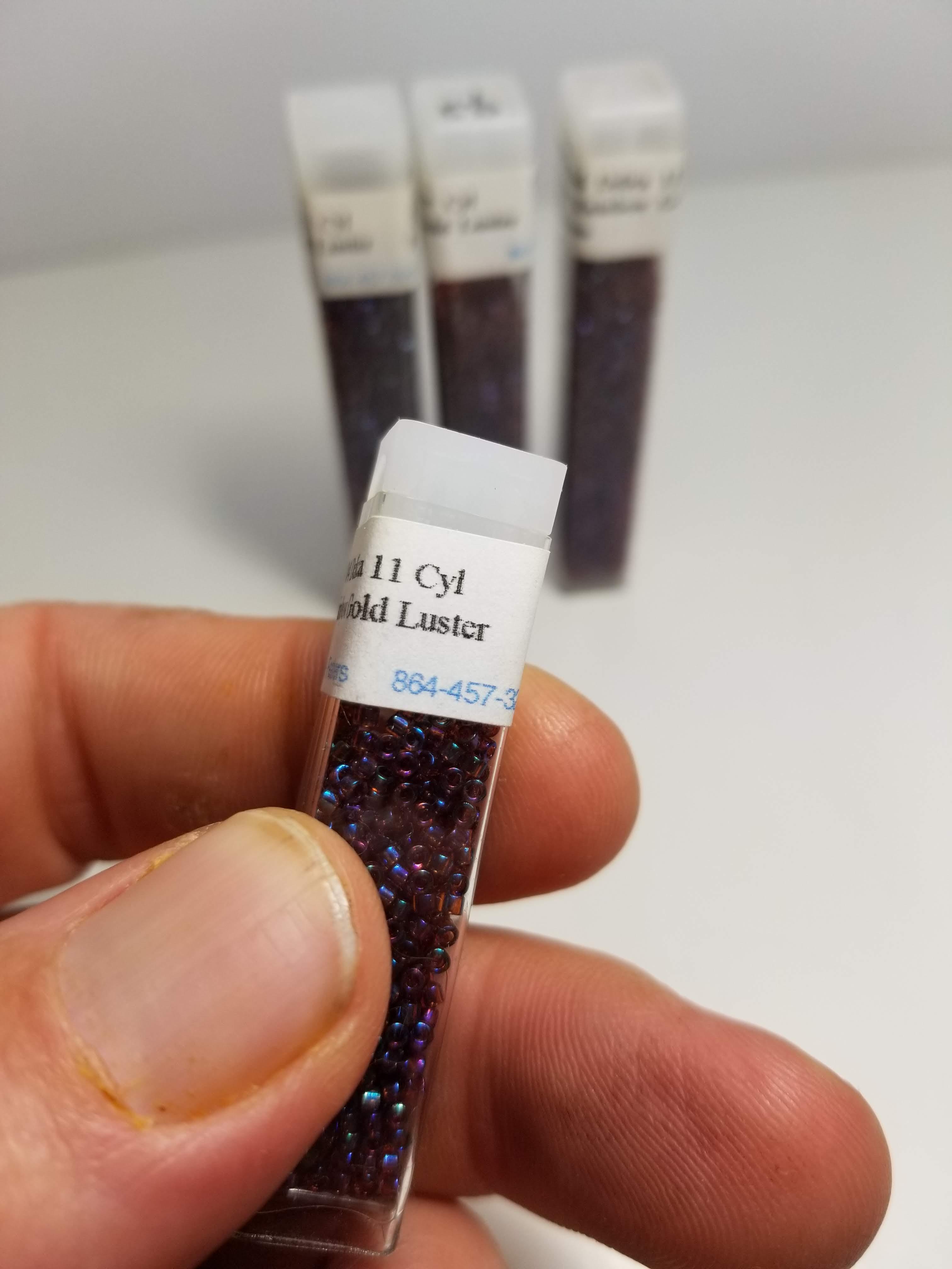 DB-104 Delica 11 Cyl - 4 Vials of Claret Rainbow Gold Luster