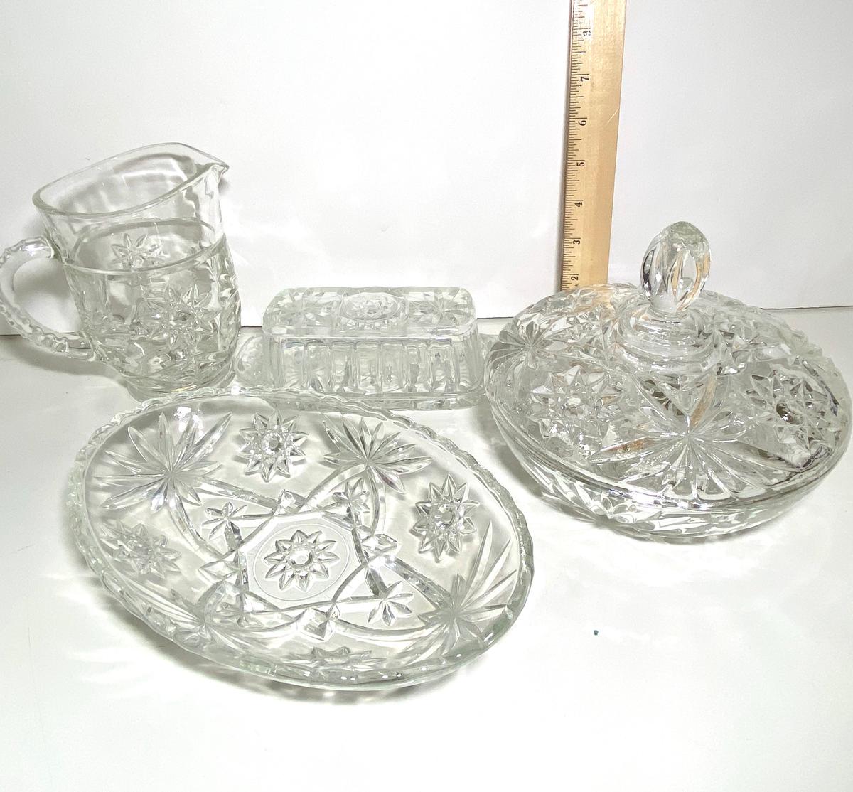 Lot of Vintage Embossed Glass Serving Dishes