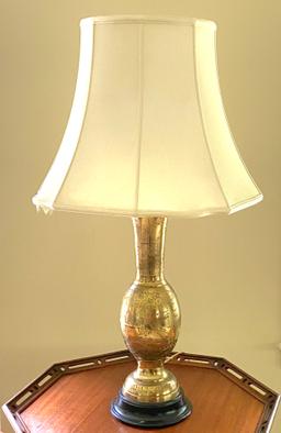 Vintage Tall Etched Brass Lamp