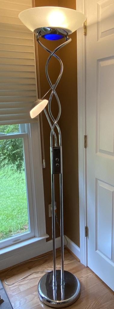 Twisted Torchiere 3-light Satin Chrome Floor Lamp with Reading Light