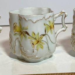 Pretty 4 pc China Cup Set Signed MR France