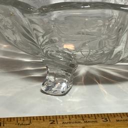 Pretty Glass Footed Candy Dish with Pretty Vine Pattern