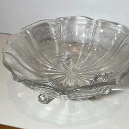 Pretty Glass Footed Candy Dish with Pretty Vine Pattern