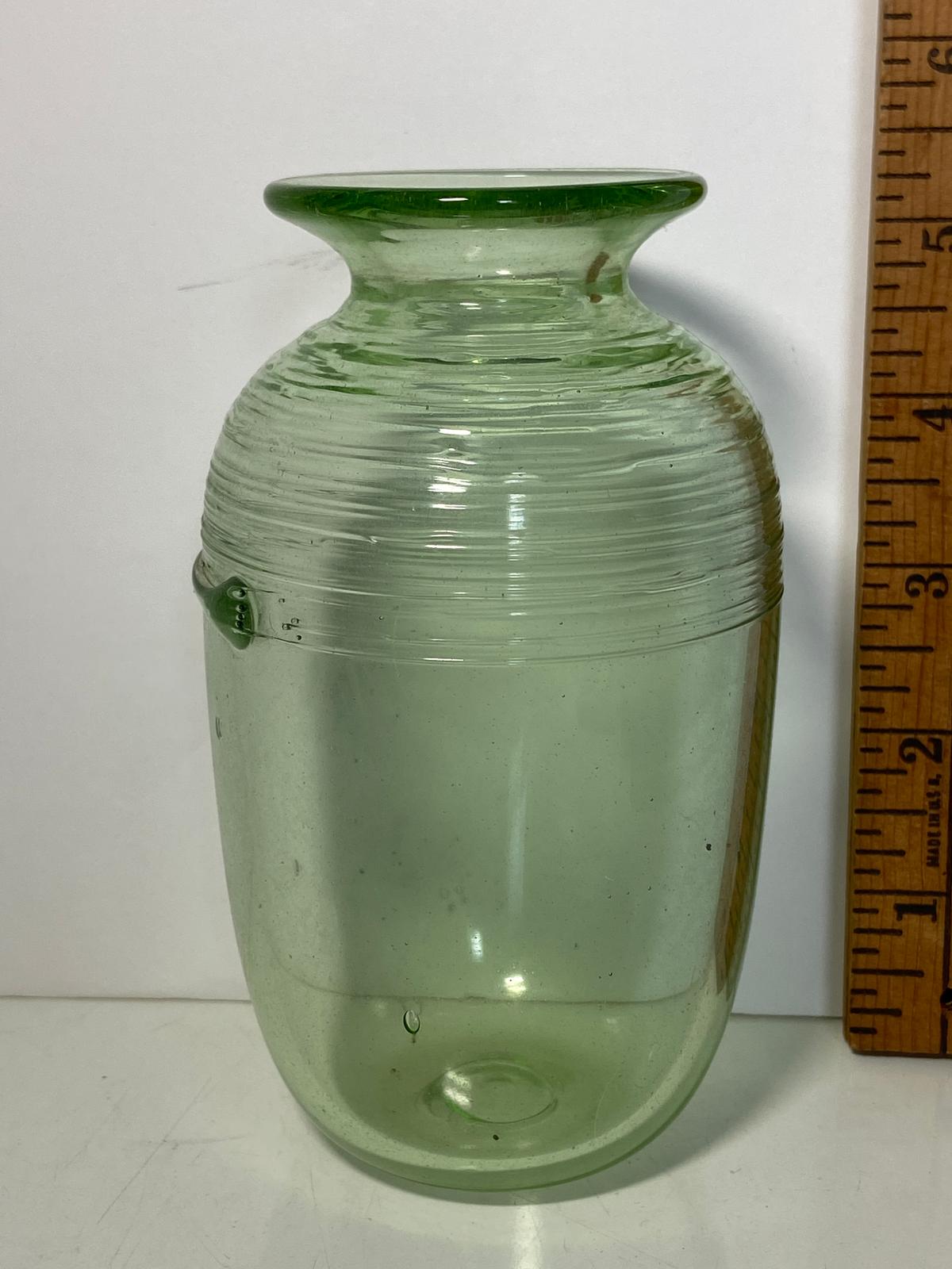 Vaseline Glass Hand Blown Bud Vase