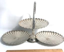 Collapsible Silver Plated Three Tier Serving Tray with Handle Made in England