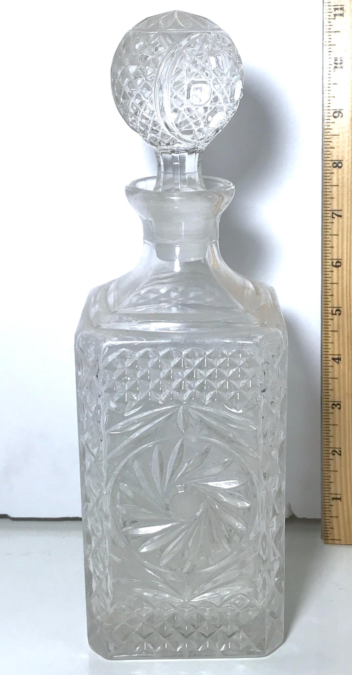 Vintage Pressed Glass Decanter with Stopper