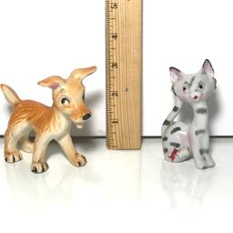 Porcelain Cat and Dog Figurines Made in Japan