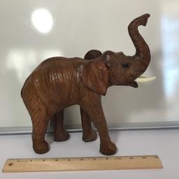 Leather Elephant Figurine with Plastic Tusks