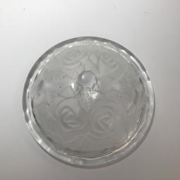 Opaque Etched Floral Glass Dish with Lid