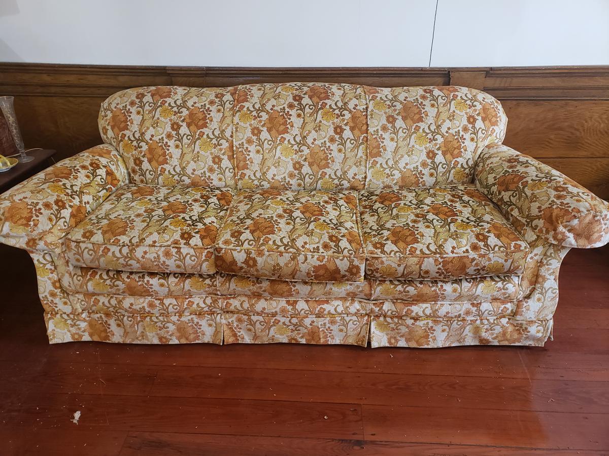 Vintage Upholstered Floral Sofa