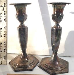 Pair of Vintage Quadruple Plate Candlesticks