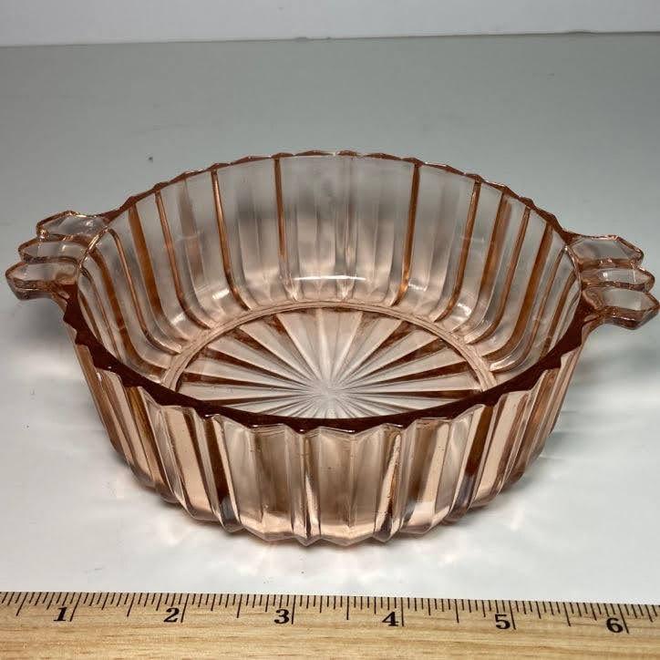 Pink Depression Glass Double Handled Dish