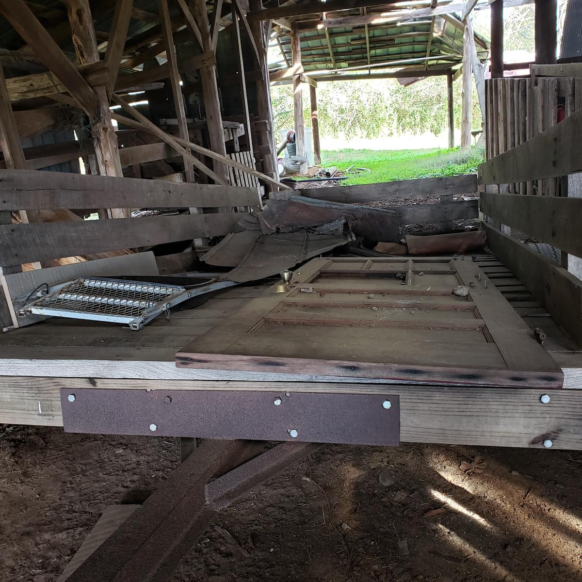 Farm Trailer and Contents with Side Plank Walls