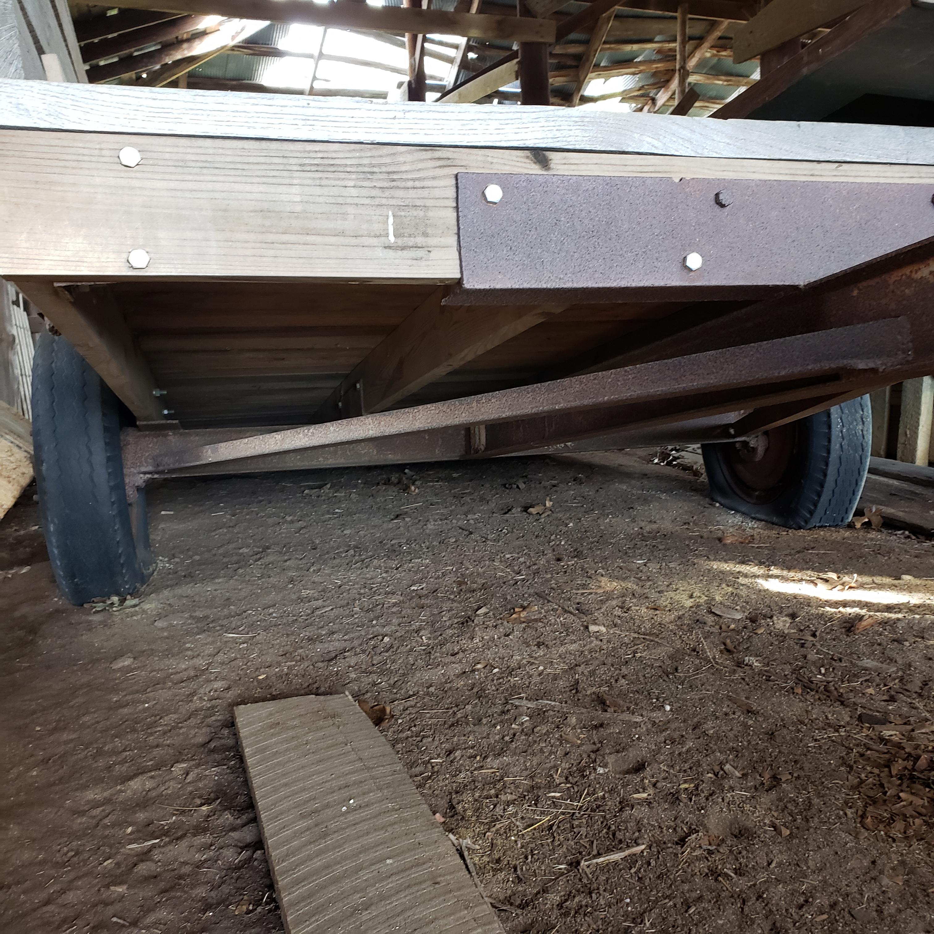 Farm Trailer and Contents with Side Plank Walls