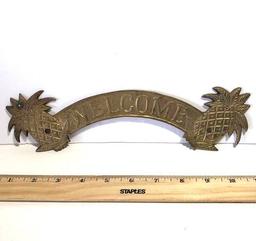 Brass Pineapple Welcome Sign 