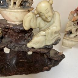 Beautiful Oriental Soap Stone Statue with Removable Figurines